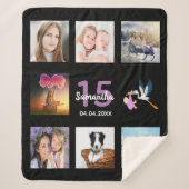 Zwart fotocollage van Quinceanera Sherpa Deken (Voorkant)