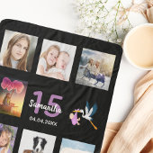 Zwart fotocollage van Quinceanera Sherpa Deken