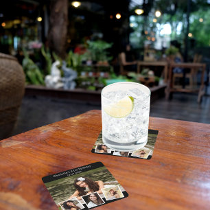 Zwart fotocollage verjaardagsfeestje kartonnen onderzetters