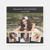 Zwart fotocollage verjaardagsfeestje servet (Voorkant)