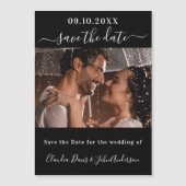 Zwart fotoscript bruiloft bewaar de datummagneet (Voorkant)