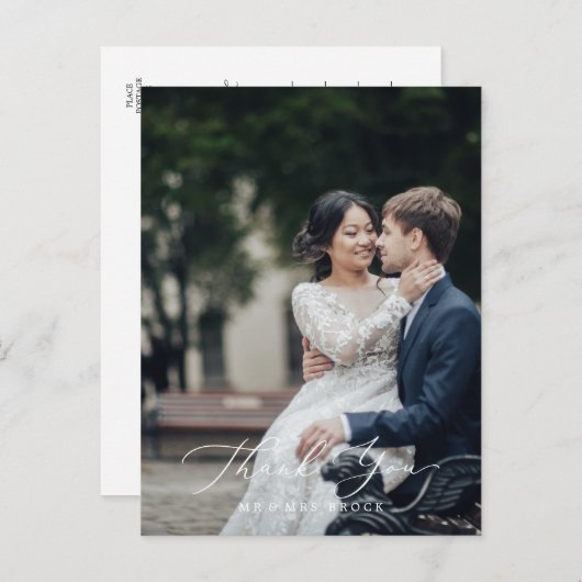 Zwart fotosjabloon fijn maken Bedankt Briefkaart (Voorkant / Achterkant)