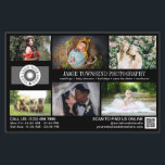 Zwart Fotosjabloon Professionele Fotografie Flyer<br><div class="desc">Zwarte marketing flyer voor een professionele fotograaf gepersonaliseerd met uw foto's, logo's, contactgegevens, aangepaste tekst en QR-code. Promoot uw fotografiebedrijf met deze fotocollage flyer gepersonaliseerd met zes van uw prachtige foto's aan de ene kant en een grotere foto aan de andere kant, zodat u uw werk kunt presenteren aan uw...</div>