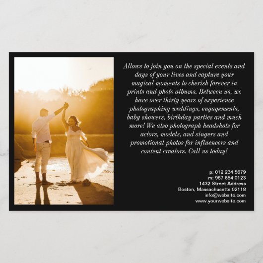 Zwart Fotosjabloon Professionele Fotografie Flyer (Achterkant)