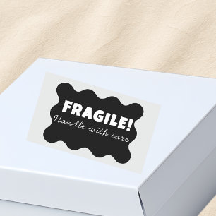 Zwart Fragiel behandel met zorg Zakelijk  Rechthoekige Sticker