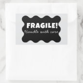 Zwart Fragiel handvat met zorg Zakelijk Rechthoekige Sticker (Tas)