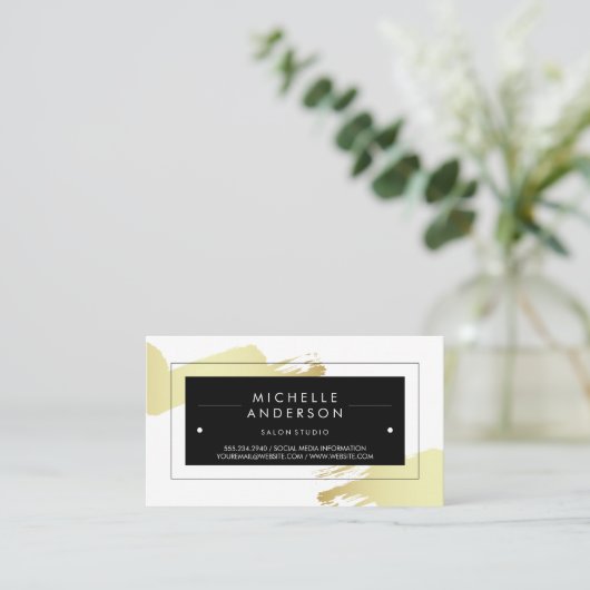 Zwart frame / Modern geborsteld Visitekaartje (Staand voorkant)