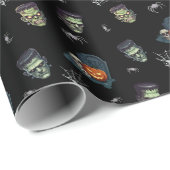 🖤 Zwart Frankenstein inpakpapier 💀🎃 (Rol Hoek)
