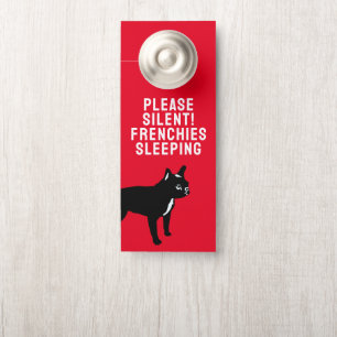 Zwart Frans Bulldog / enkele zijdeafdruklep Hang Deurhanger