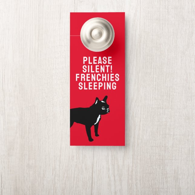 Zwart Frans Bulldog / enkele zijdeafdruklep Hang Deurhanger (Op knop)