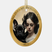 Zwart Frans Bulldog gepersonaliseerd gedenkteken Keramisch Ornament (Rechts)