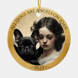 Zwart Frans Bulldog gepersonaliseerd gedenkteken Keramisch Ornament