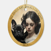 Zwart Frans Bulldog gepersonaliseerd gedenkteken Keramisch Ornament (Links)