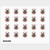 Zwart Frans Bulldog Kerstmis Rode Bow krans Ronde Sticker (Vel)