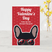 Zwart Frans Bulldog Valentijnsdag Kaart (Gele Bloem)