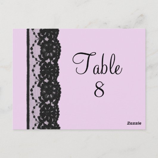 Zwart Frans Lace Table Nummer Briefkaart (Achterkant)