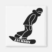 Zwart Freeride Snowboarder Snowboarden Stencil Magneet (Voorkant)