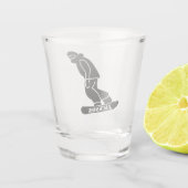 Zwart Freeride Snowboarder Snowboarden Stencil Shot Glas (Achterkant)
