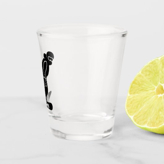 Zwart Freeride Snowboarder Snowboarden Stencil Shot Glas (Rechts)