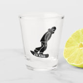 Zwart Freeride Snowboarder Snowboarden Stencil Shot Glas (Voorkant)