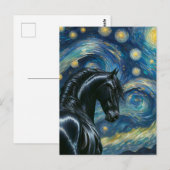 Zwart Fresiaans Paard Van Gogh Briefkaart (Voorkant / Achterkant)