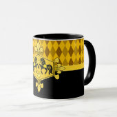 Zwart Friesiaans folderpaard, gouddiamantbedrukkin Mok (Voorkant rechts)