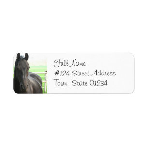 Zwart Friesian Horse Return Address Label