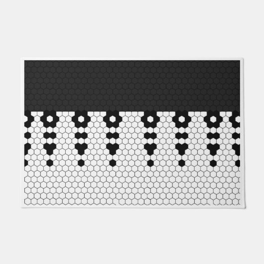 Zwart Fringe Tegel ontwerp Deurmat (Voorkant)