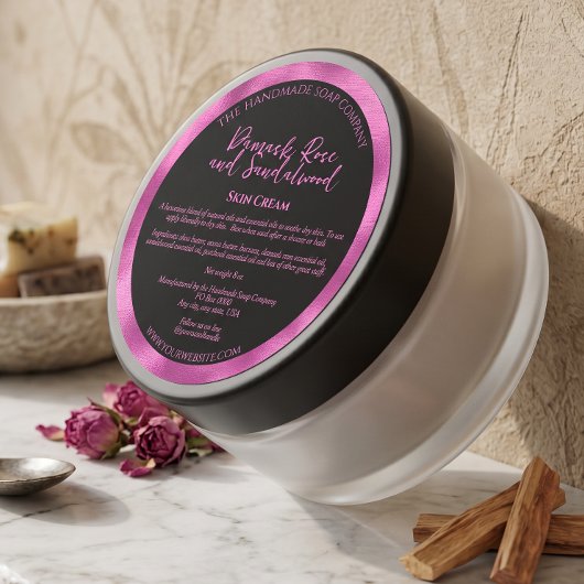 Zwart & Fuchsia Cosmetica Pot Etiket met Ingredien