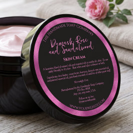 Zwart & Fuchsia Cosmetica Pot Etiket met Ingredien