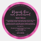 Zwart & Fuchsia Cosmetica Pot Etiket met Ingredien (Voorkant)