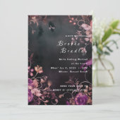 Zwart & Fuchsia Gothisch Bloem Huwelijk Kaart (Staand voorkant)