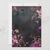 Zwart & Fuchsia Gothisch Bloem Huwelijk Kaart (Achterkant)