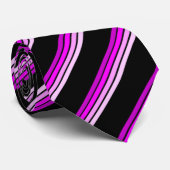 Zwart/Fuchsia Striped Stropdas (Opgerold)