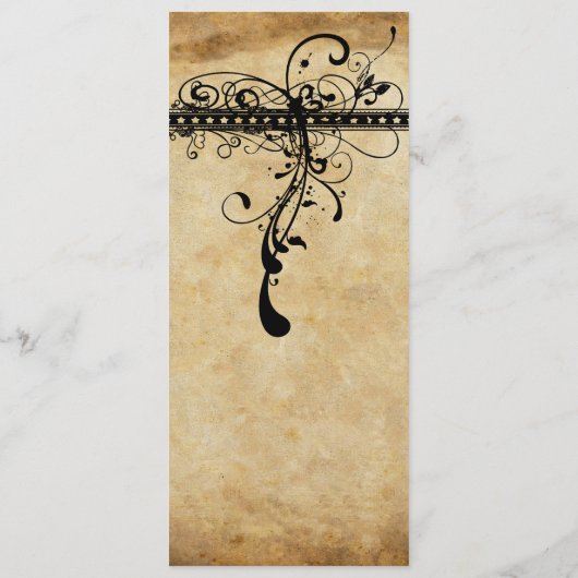 Zwart Funky Elegant Swirls Weddenschap Menu (Achterkant)