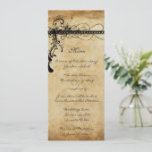 Zwart Funky Elegant Swirls Weddenschap Menu (Staand voorkant)