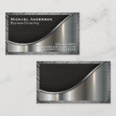 Zwart gaas en metaal | Stalen rand Visitekaartje (Voorkant / Achterkant)