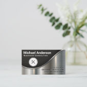 Zwart gaas en metaal | Zaag en hamer Visitekaartje (Staand voorkant)