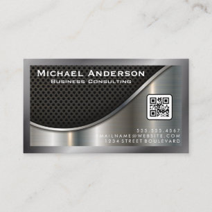Zwart gaas en metaalzilver   QR-code Visitekaartje