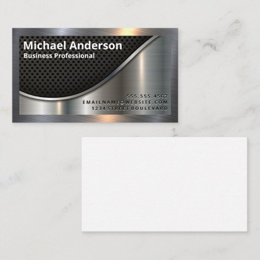 Zwart gaas en metalen rand visitekaartje