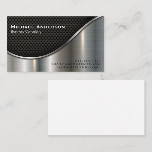 Zwart gaas en metallic zilver visitekaartje (Voorkant / Achterkant)