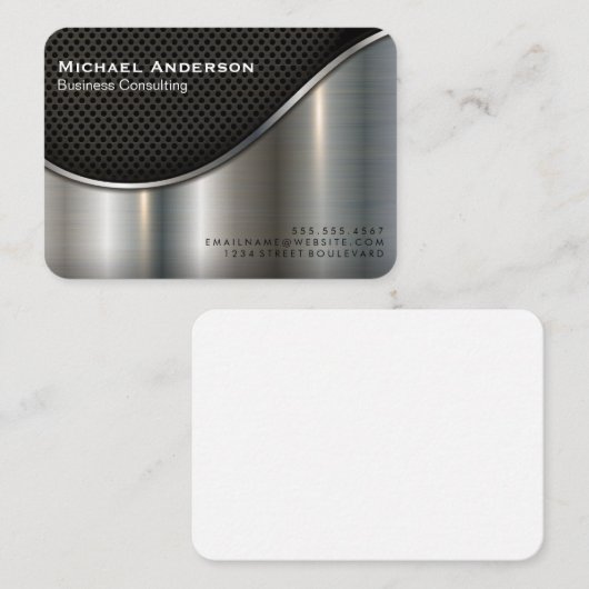 Zwart gaas en metallic zilver visitekaartje (Voorkant / Achterkant)