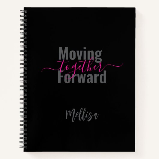 Zwart gaat samen vooruit naam notitieboek (Voorkant)