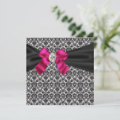 Zwart galafeest Roze Zwart Damast Uitnodiging voor (Staand voorkant)