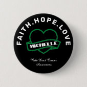 Zwart galgen kankerbewustzijn Groen hart Ronde Button 5,7 Cm (Voorkant)