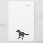 Zwart galopperend paard briefpapier (Voorkant)