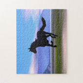 Zwart galopperend paard legpuzzel (Verticaal)