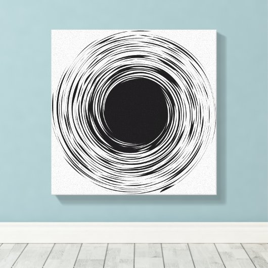 Zwart Gat abstract zwart-wit ontwerp Canvas Afdruk (Insitu (Houten vloer))
