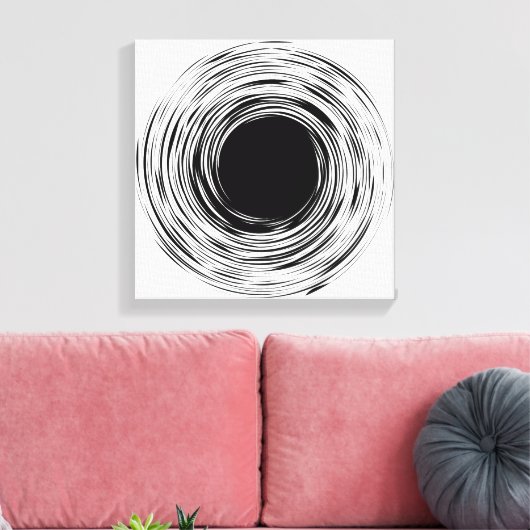 Zwart Gat abstract zwart-wit ontwerp Canvas Afdruk (Insitu (Woonkamer))