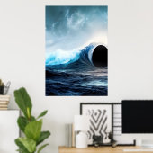 Zwart gat en oceaan | AI Art Poster (Thuiskantoor)